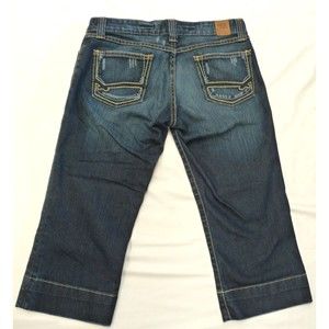 BKE Women's Star Stretch Denim Capri-Dark Wash-Size 28